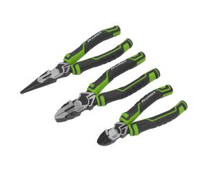 Juego De Alicates Sealey 3 Piezas De Alto Apalancamiento - Verde Hi-Vis AK8376HV