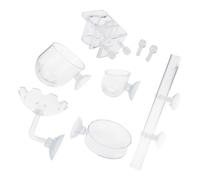 Juego de alimentación de acuario para camarones y peces ornamentales pequeños, 6 piezas de vasos de alimentación transparentes con soporte de ventosa, bandeja de bucle y tubo, alimentador Betta, de de
