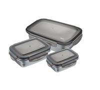 Juego de almacenamiento de alimentos Gefu Preppo, 3 piezas, acero inoxidable, plástico, 0,4 + 1 + 1,8 L