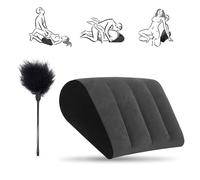 Juego de almohadas inflables con forma de cuña y plumas, para juegos sexuales sensuales, cojín lumbar para más diversión, juguete sexual para parejas (negro)