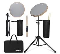 Juego de almohadillas de ejercicio para batería de 12 pulgadas, 50-80 cm, ajustable, con soporte y bolsa de almacenamiento, color gris