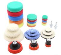 Juego de almohadillas de pulido de 29 piezas para rosca M14, esponja de 1.2/2/3 pulgadas y almohadillas de pulido de lana con varillas de extensión de acero inoxidable (29 piezas)