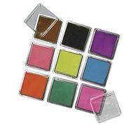 Juego de almohadillas para sello para álbumes de recortes de la marca Rayher de 3,5 x 3,5 cm de 9 colores