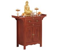 Juego de altar budista del santuario budista, mesa de mandir Puja para interiores, escritorio de oración personal con almacenamiento y estante de estatua de Buda para el santuario del hogar
