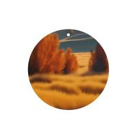 Juego de ambientadores colgantes de paisaje de hierba dorada otoñal, tarjetas redondas de fragancia de lavanda para interior de automóviles, paquete de 10/24 tarjetas