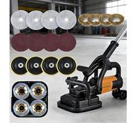 Juego de amoladora de suelo de hormigón con 4 cabezales y varilla extensible, lijadora de 6000 RPM con control de 6 velocidades para superficies de mármol, granito y cemento