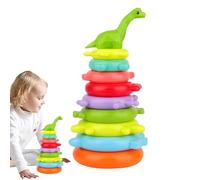 Juego De Anillos Apilables, Juego Sensorial de Apilar con Arcoíris, Juguete Educativo Preescolar para Aprender Colores y Formas para Niños y Niñas