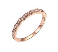 Juego de anillos bohemios, anillos de mejores amigos con diamantes de oro rosa, regalos únicos para mujer, T 1/2, Oro rosa de 14 quilates, Diamante