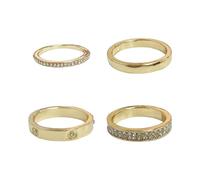Juego de anillos de 4 piezas, anillos de circonitas y pedrería, anillos de moda, anillos vintage, anillos de nudillos multiestilo, anillos apilables, joyería para mujer