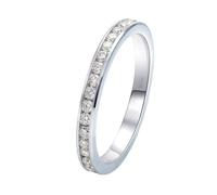 Juego de anillos de amigos, anillos redondos de oro blanco para mujer, regalo para el día de San Valentín, 18, Oro blanco de 18 quilates (750), Moissanit