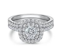 Juego de anillos de boda clásicos de plata de ley con circonitas, regalo para ella, 8