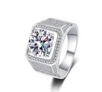Juego de anillos de boda de diamantes creados en laboratorio de 2 quilates, anillos de promesa para mujer, oro blanco geométrico, T 1/2, Oro blanco de 14 quilates, Diamante sintético