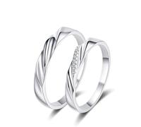 Juego de anillos de boda para ella, anillo de boda de oro blanco para hombre, ondas con diamante cultivado en laboratorio de forma redonda, Z 1/2, Oro blanco de 14 quilates, Sin piedras preciosas