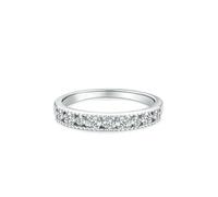 Juego de anillos de boda para mujer, banda hueca con moissanita redonda, regalos únicos para mujer