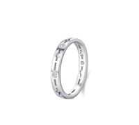 Juego de anillos de boda para mujer, diseño geométrico hueco con diamante redondo de 0,07 quilates, oro blanco de 18 quilates, talla L 1/2