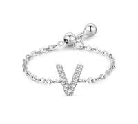 Juego de anillos de compromiso, anillo de compromiso gótico con diamante, plata, oro blanco y Pt950, regalo único para mujer, R 1/2, PT950, Diamante