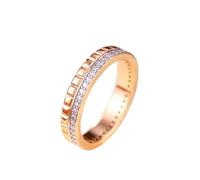 Juego de anillos de compromiso de oro rosa de 9 K, 14 y 18 quilates, anillos de promesa para mujer, diseño geométrico simple con moissanita redonda, Z 1/2, Oro rosa de 9 quilates, Moissanita