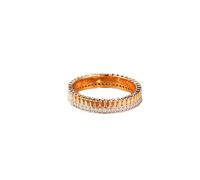 Juego de anillos de compromiso de oro rosa de 9 K, 14 y 18 quilates, anillos de promesa para mujer, diseño geométrico simple con moissanita redonda, Z 1/2, Oro rosa de 14 quilates, Moissanita