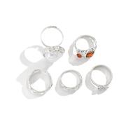 Juego de anillos de flores multiusos con adornos de perlas, diseños ajustables para un uso cómodo en cualquier dedo, Perla de imitación, aleación