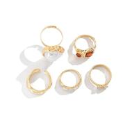 Juego de anillos de flores multiusos con adornos de perlas, diseños ajustables para un uso cómodo en cualquier dedo, Perla de imitación, aleación