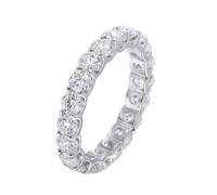 Juego de anillos de oro blanco, anillos apilables, anillo de eternidad, regalo para mujer, V 1/2, Oro blanco de 14 quilates, Diamante sintético