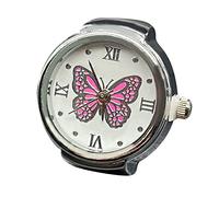 Juego de anillos de oro para mujer, resistente al agua, ajustable, anillo de reloj real, para decir la hora, anillo redondo, anillo grueso, anillo ajustable plateado, joyería de reloj de moda, talla