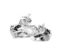 Juego de anillos de pareja de plata de ley - 2,6 x 2,2 x 1,3 cm que corresponde a bandas de promesas, adaptación comodidad, tamaño ajustable para acabado duradero | Diseño elegante hipoallergen