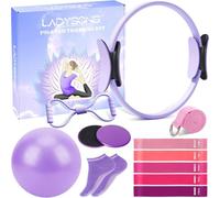 Juego de anillos de pilates - Kit esencial de Pilates con círculo mágico de 32 cm, bola de Pilates, discos deslizantes y póster de entrenamiento, etc