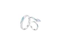 Juego de anillos de plata de ley 925 para parejas, anillos a juego para él y ella, con nubes auspiciosas, banda azul plateada, ajustable, boda, compromiso, promesa, Adjustable, No es una piedra