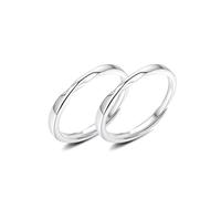 Juego de anillos de plata de ley 925 para parejas, anillos de promesa a juego, banda de plata Mobius, tamaño ajustable, ajuste cómodo, Adjustable, No es una piedra preciosa