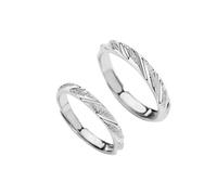 Juego de anillos de plata de ley 925 para parejas, anillos de promesa a juego para él y ella, banda de plata con textura esmerilada, ajustable, joyería de compromiso de boda, Adjustable, No es una
