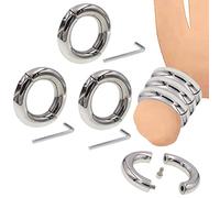 Juego de anillos for el pene BDSM, cinturón de anillo for el escroto de acero inoxidable, 15 mm de grosor, anillos for el pene de metal súper pesado, anillos for testículos, ensanchador de testículos,