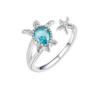 Juego de anillos para dedo del pie con circonita y tortuga de zafiro para mujer, talla única, Cobre, Sin piedras preciosas