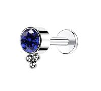 Juego de anillos para la nariz, 1 pieza de titanio con rosca interna para tragus, hélice, piercing con circonita cúbica redonda y 3 bolas, 1.0x8mmxM0.9Y, Metal, Circonita cúbica