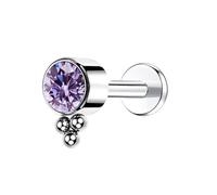 Juego de anillos para la nariz, 1 pieza de titanio con rosca interna para tragus, hélice, piercing con circonita cúbica redonda y 3 bolas, 1.2x8mmxM0.9Y, Metal, Circonita cúbica