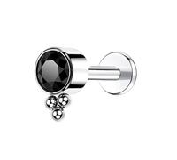 Juego de anillos para la nariz, 1 pieza de titanio con rosca interna para tragus, hélice, piercing con circonita cúbica redonda y 3 bolas, 1.2x12mmxM0.9Y, Metal, Circonita cúbica