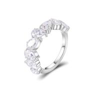 Juego de anillos para mujer, anillo de promesa gótico en forma de pera con moissanita, regalos únicos, K 1/2, Oro blanco de 9 quilates, Moissanita