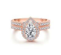 Juego de anillos simbólicos apilables de plata de ley 925 con circonita cúbica en forma de pera, regalo para mujer, 5