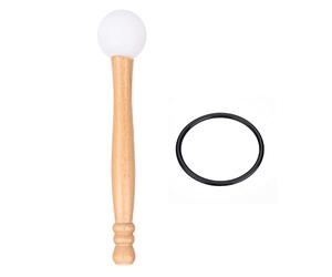 Juego de anillos tóricos de mazo para cuenco tibetano de cristal, mazo de goma de primera calidad con mango de madera maciza para cuencos tibetanos de cristal, accesorios para