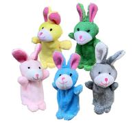 Juego de animales de dedo, plush Bunny Finger Toy Doll, 10 cm/3,94 pulgadas Cute Puppet Set of 5 for Children, Shows, Playtime, School, Birthday Comfortably Child's Enfoaging Imaginative