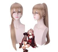 Juego de anime Azur Lane Jean Bart Peluca Cosplay Disfraz Marrón Largo Recto Pelucas de pelo sintético resistente al calor con cola de caballo con garra