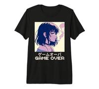 Juego de Anime Triste Japonés de los 90 para Chicas Over Vaporwave Aesthetic Camiseta Premium
