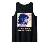 Juego de Anime Triste Japonés de los 90 para Chicas Over Vaporwave Aesthetic Camiseta sin Mangas