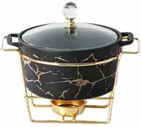 Juego de aparador para Estufa - Estufa de cerámica con Acabado imitación mármol - Ideal para Bodas, Fiestas, Banquetes y Eventos. Blanco - 1.6 Cuartos (Negro - 0.4 litros)