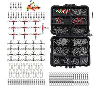 Juego de aparejos de pesca, 140 conectores giratorios con plástico y aleación de aluminio, accesorios de señuelo para pesca en el mar, color negro