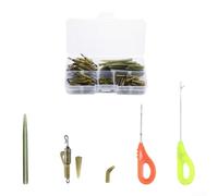 Juego de aparejos para carpas de agua dulce, 92 piezas, tubos antienredos | Kit surtido de 92 piezas, antimangas, giratorios de 3 vías, anillos en forma de Q, tubos curvos incluidos
