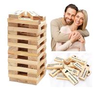 Juego de apilamiento alemán de bloques de madera, 48 piezas apilables de bloques de madera, bloques de torre de lujuria, bloques súper traviesos, juegos sexuales para parejas para el día de San