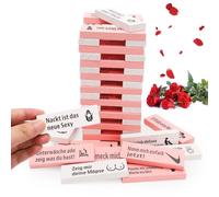 Juego de apilamiento alemán de bloques de madera para parejas, 48 piezas de bloques de torre de lujuria juego para adultos, juegos de pareja alemanes para parejas eróticas, juego sexual para San