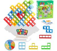 Juego de apilar de 64 piezas para adultos y niños, juegos de torre Tetra Board para viajes familiares y fiestas, juguete de equilibrio para 2 jugadores, juguetes de equipo, bloques de construcción.