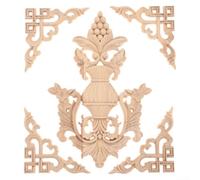 Juego de apliques de madera sin acabar: 5 piezas de calcomanías de madera para decoración de muebles, incluye 1 centro y 4 piezas de esquina para puertas, camas, armarios, armarios